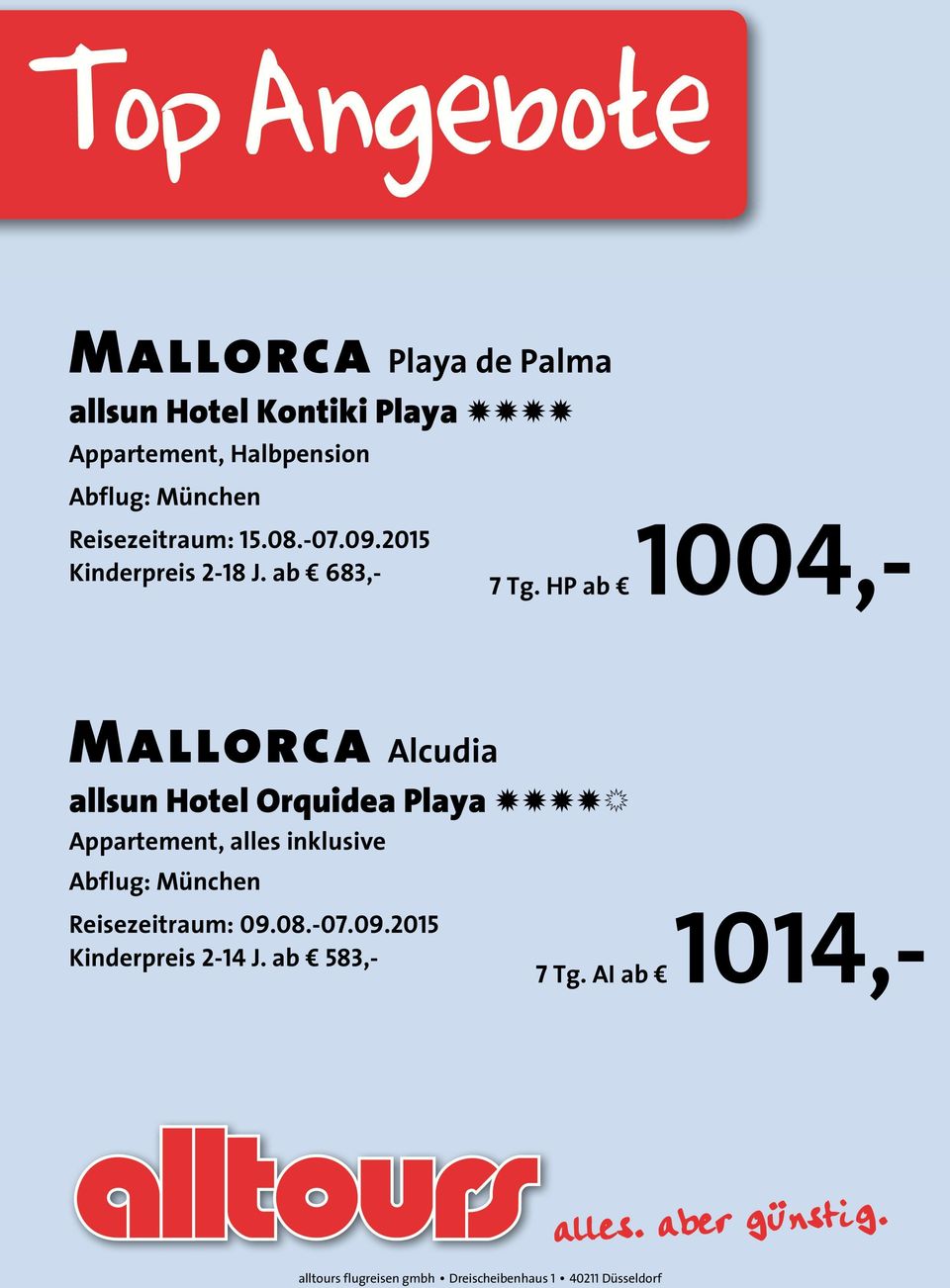 HP ab 1004,- Mallorca Alcudia allsun Hotel Orquidea Playa NNNNn Appartement,