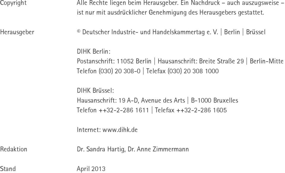 Herausgeber Deutscher Industrie- und Handelskammertag e. V.