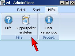 3. Ribbon-Item: Supportpaket erstellen 4. Fenster: Inhalt des Supportpakets zusammenstellen Wählen Sie aus, was Sie senden wollen 5.