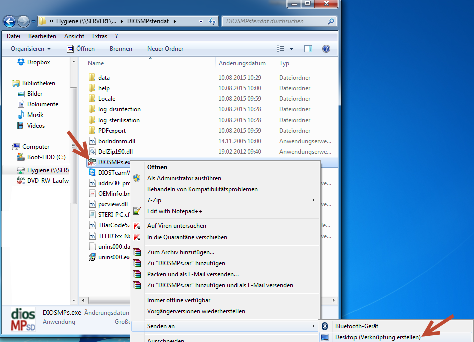 Einrichten der Client PC Installation UNC Dateipfad unter MS Windows 8 & 8.1 Unter MS Windows 8 & 8.