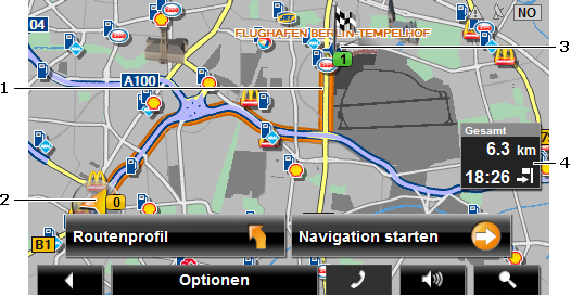 6.6 Arbeiten mit der Karte 6.6.1 Auswahl der Navigationskarte Für jedes Land gibt es eine eigene Navigationskarte.
