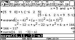 Aufgabe 3a) Speichere die Punkte. Mittelnormalebene von PQ 3x + y 4z + 6 = 0 mit g schneiden, ergibt M. r = Abstand von M zu P (oder Q).