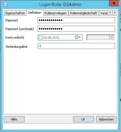 BENUTZER (LOGIN ROLE) EINRICHEN Mit einem Rechtsklick