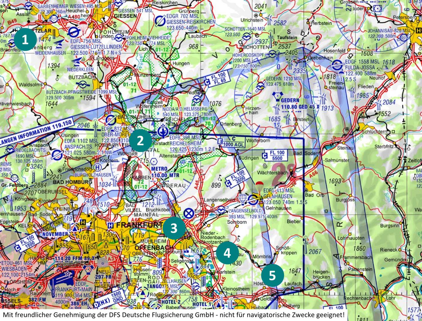 800 A IM DEBZF, PA 28, VFR, abeam Wetzlar in 4.800 feet, request crossing airspace C via Metro- and Charlie-VOR DZF, Squawk 5422 and contact Langen Radar on 120.800 L DZF, Squawk 5422, 120.