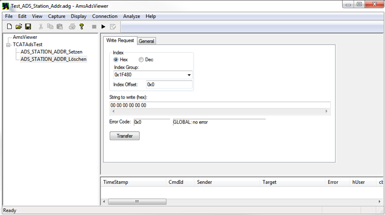 Parametrierung und Inbetriebnahme Rücksetz - Kommando am Beispiel des TwinCAT AMS ADS Viewer Abb. 66: Rücksetzen der persistenten Daten für MAC ID und Baudrate 6.7.