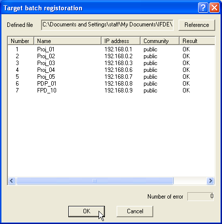 Registrierung der Zielinformation Registrierung der Zielinformation Der PJ Network Manager besitzt eine Funktion für den Import der Zielinformation einer definierten Datei.