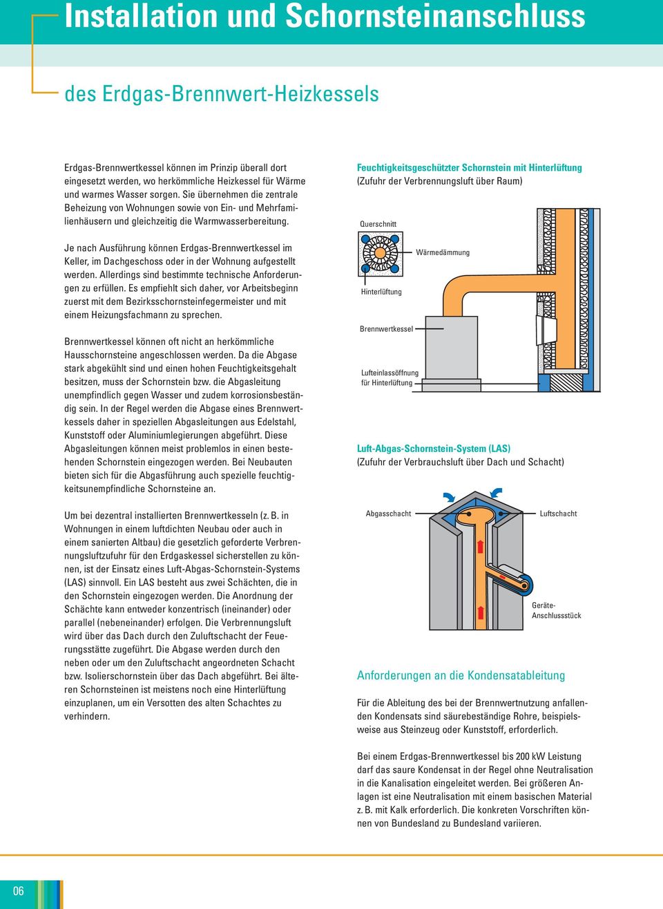 Je nach Ausführung können Erdgas-Brennwertkessel im Keller, im Dachgeschoss oder in der Wohnung aufgestellt werden. Allerdings sind bestimmte technische Anforderungen zu erfüllen.