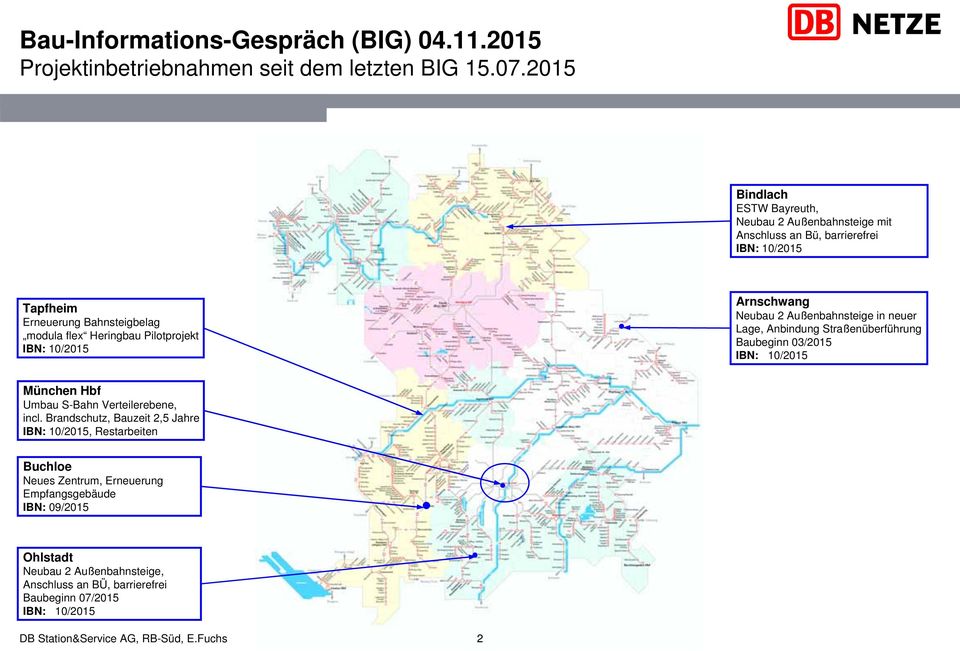 Pilotprojekt Arnschwang Neubau 2 Außenbahnsteige in neuer Lage, Anbindung Straßenüberführung Baubeginn 03/2015 München Hbf Umbau S-Bahn