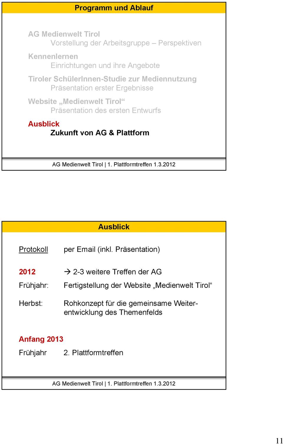 Zukunft von AG & Plattform Ausblick Protokoll per Email (inkl.