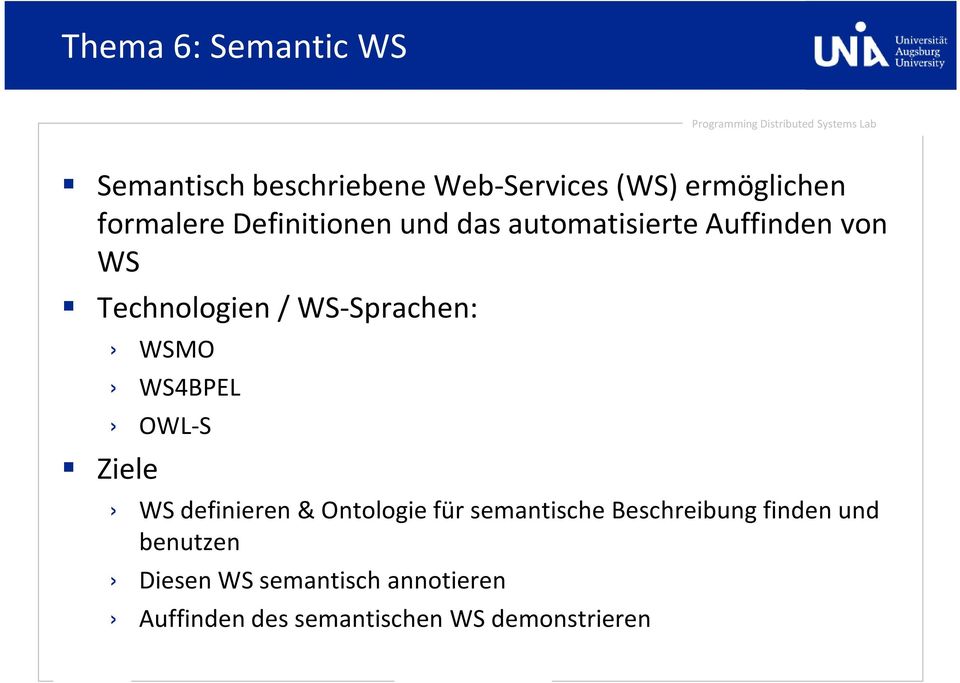 WS-Sprachen: WSMO WS4BPEL OWL-S WS definieren & Ontologie für semantische