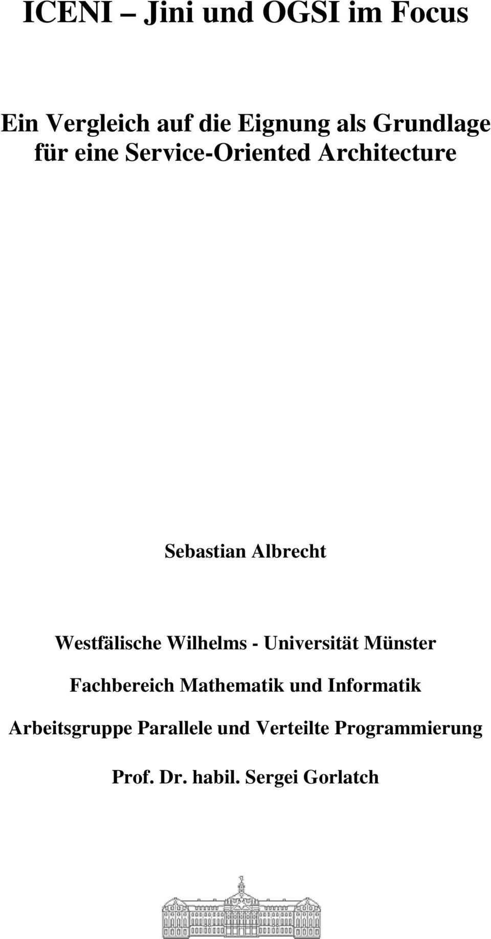 Wilhelms - Universität Münster Fachbereich Mathematik und