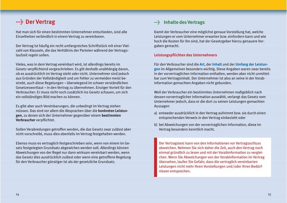 Vieles, was in dem Vertrag vereinbart wird, ist allerdings bereits im Gesetz verpflichtend vorgeschrieben. Es gilt deshalb unabhängig davon, ob es ausdrücklich im Vertrag steht oder nicht.