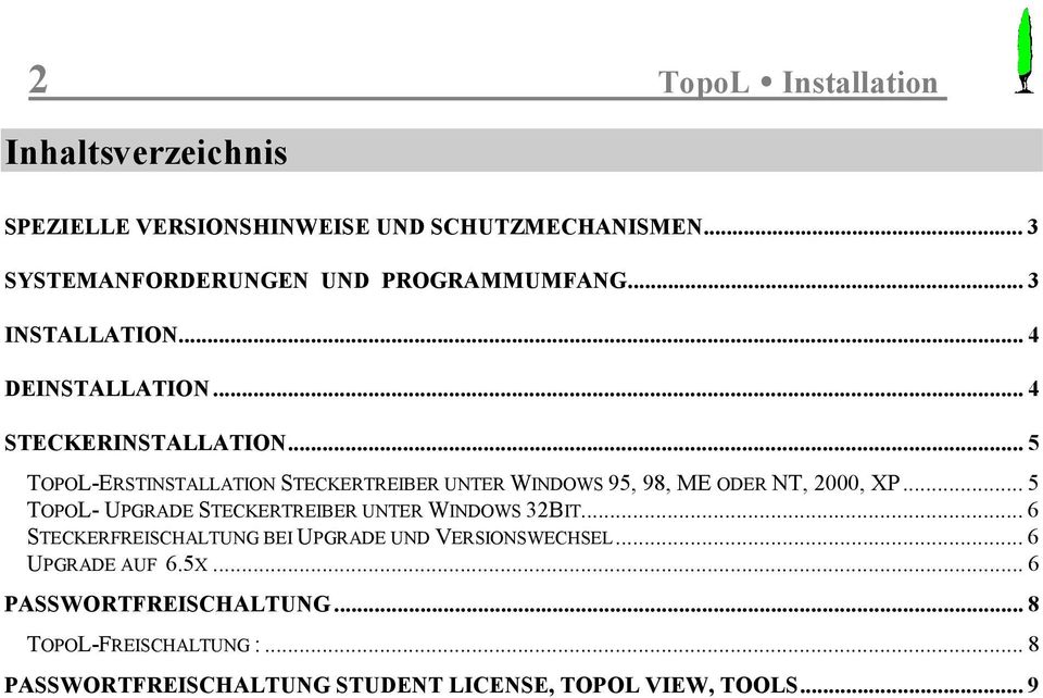 .. 5 TOPOL-ERSTINSTALLATION STECKERTREIBER UNTER WINDOWS 95, 98, ME ODER NT, 2000, XP.