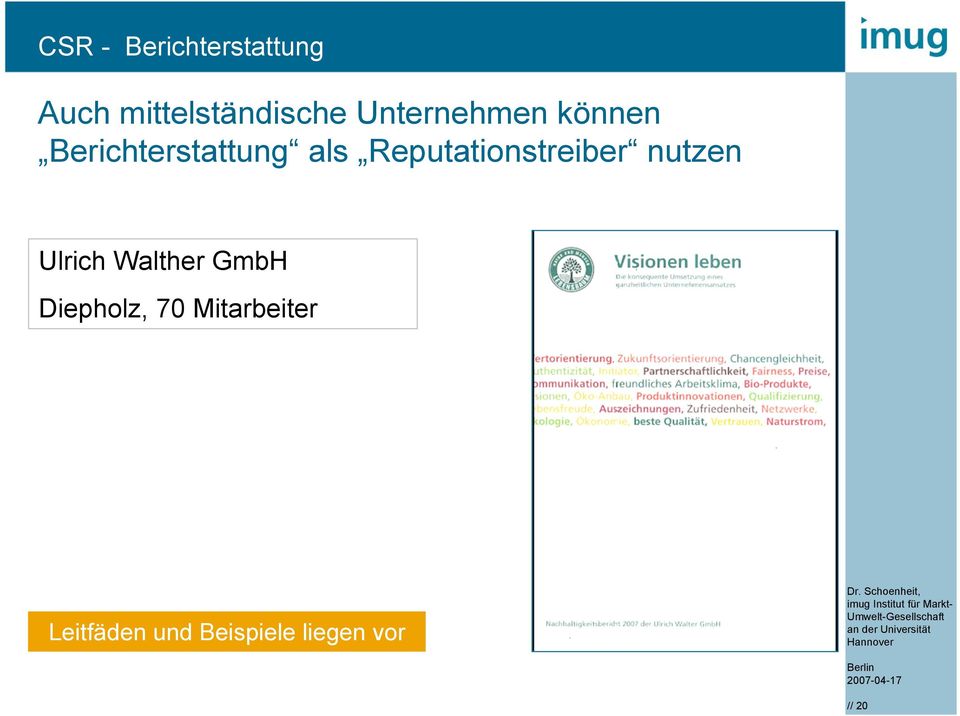 Reputationstreiber nutzen Ulrich Walther GmbH