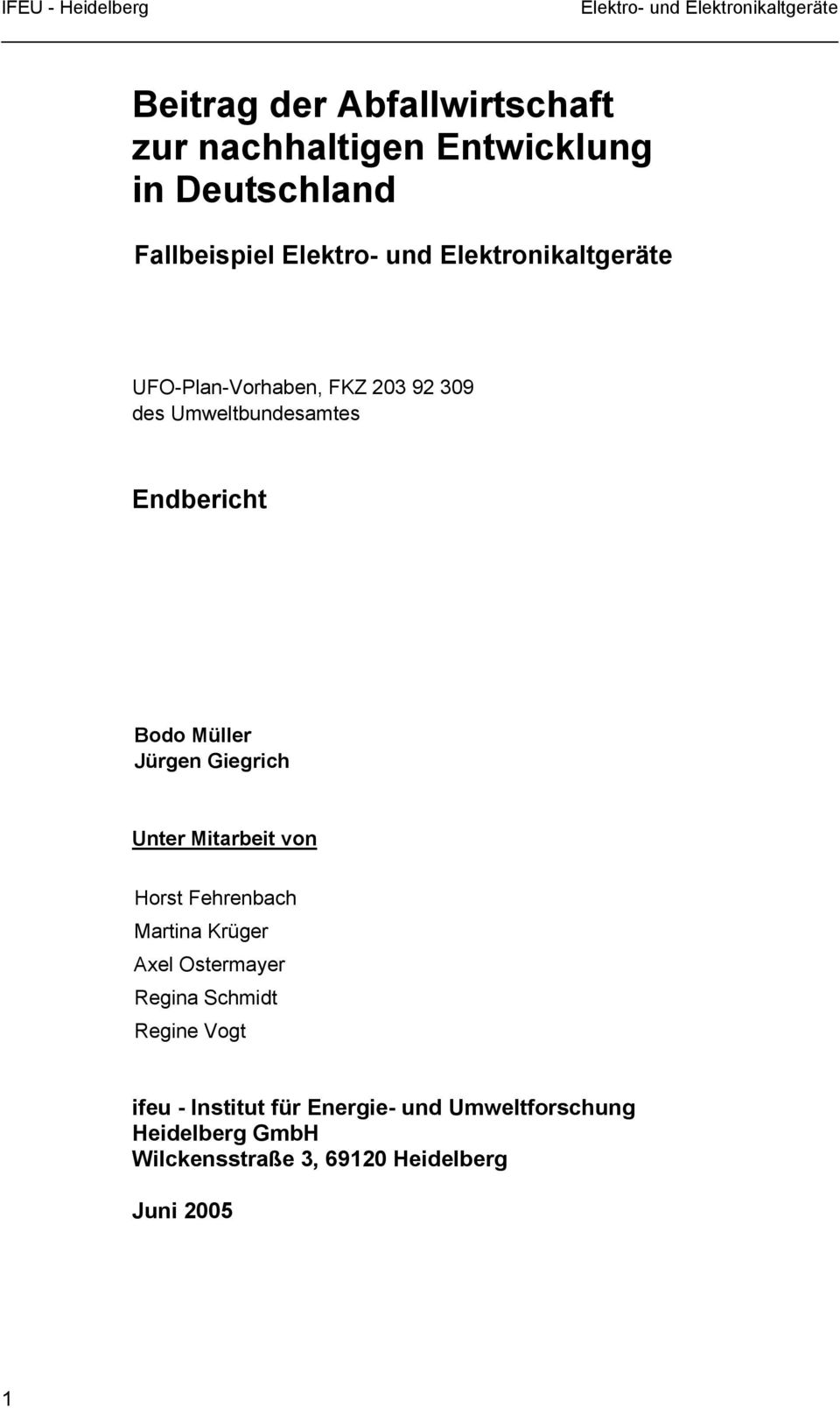 Giegrich Unter Mitarbeit von Horst Fehrenbach Martina Krüger Axel Ostermayer Regina Schmidt Regine