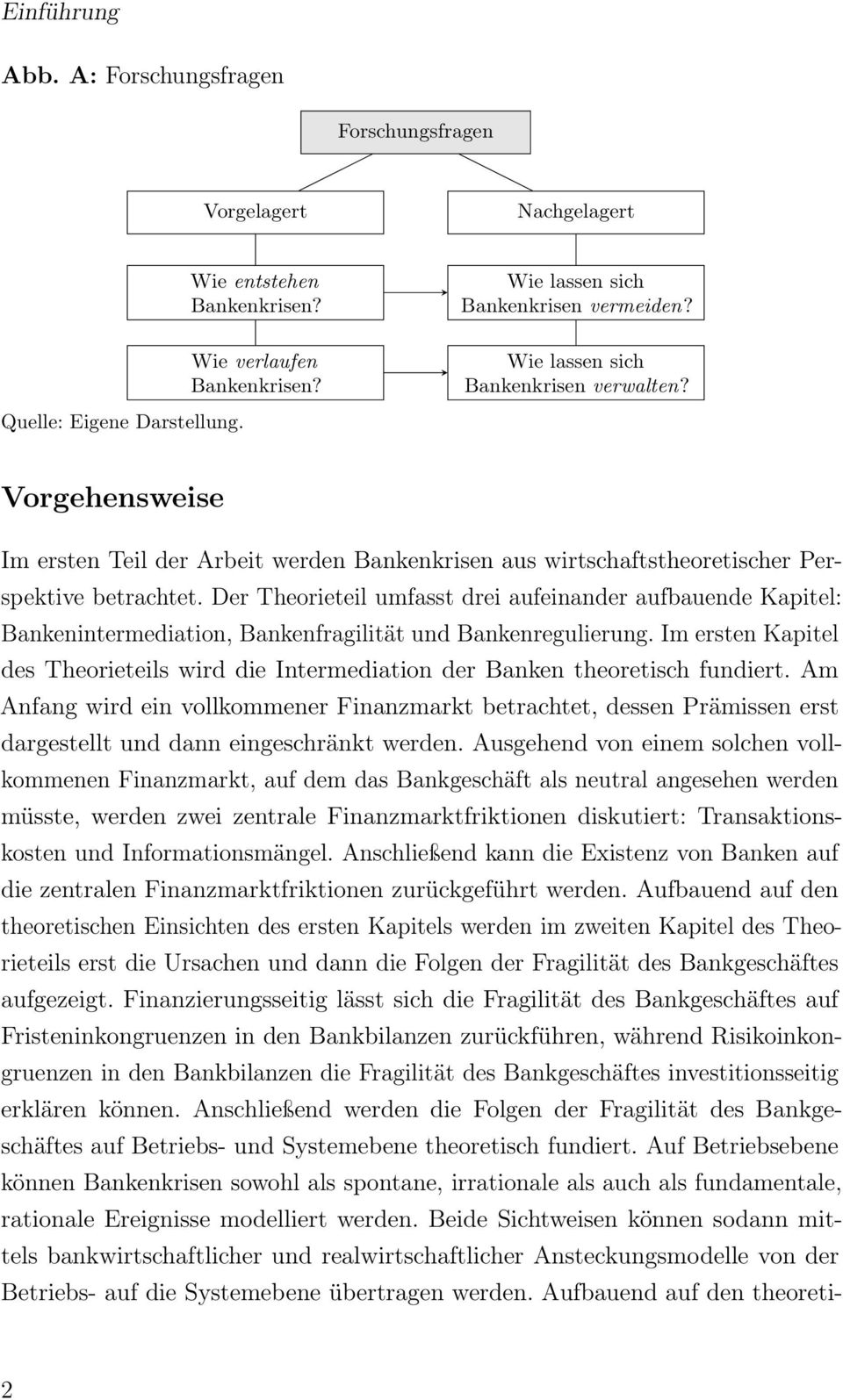 Der Theorieteil umfasst drei aufeinander aufbauende Kapitel: Bankenintermediation, Bankenfragilität und Bankenregulierung.