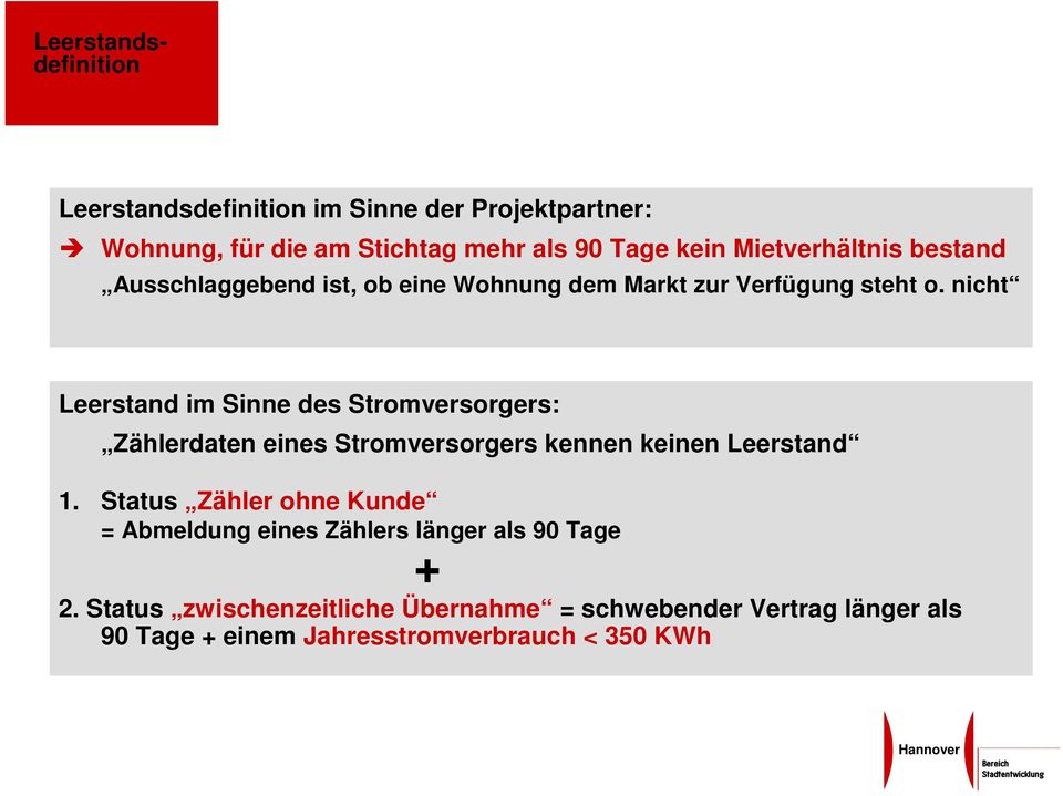 nicht Leerstand im Sinne des Stromversorgers: Zählerdaten eines Stromversorgers kennen keinen Leerstand 1.