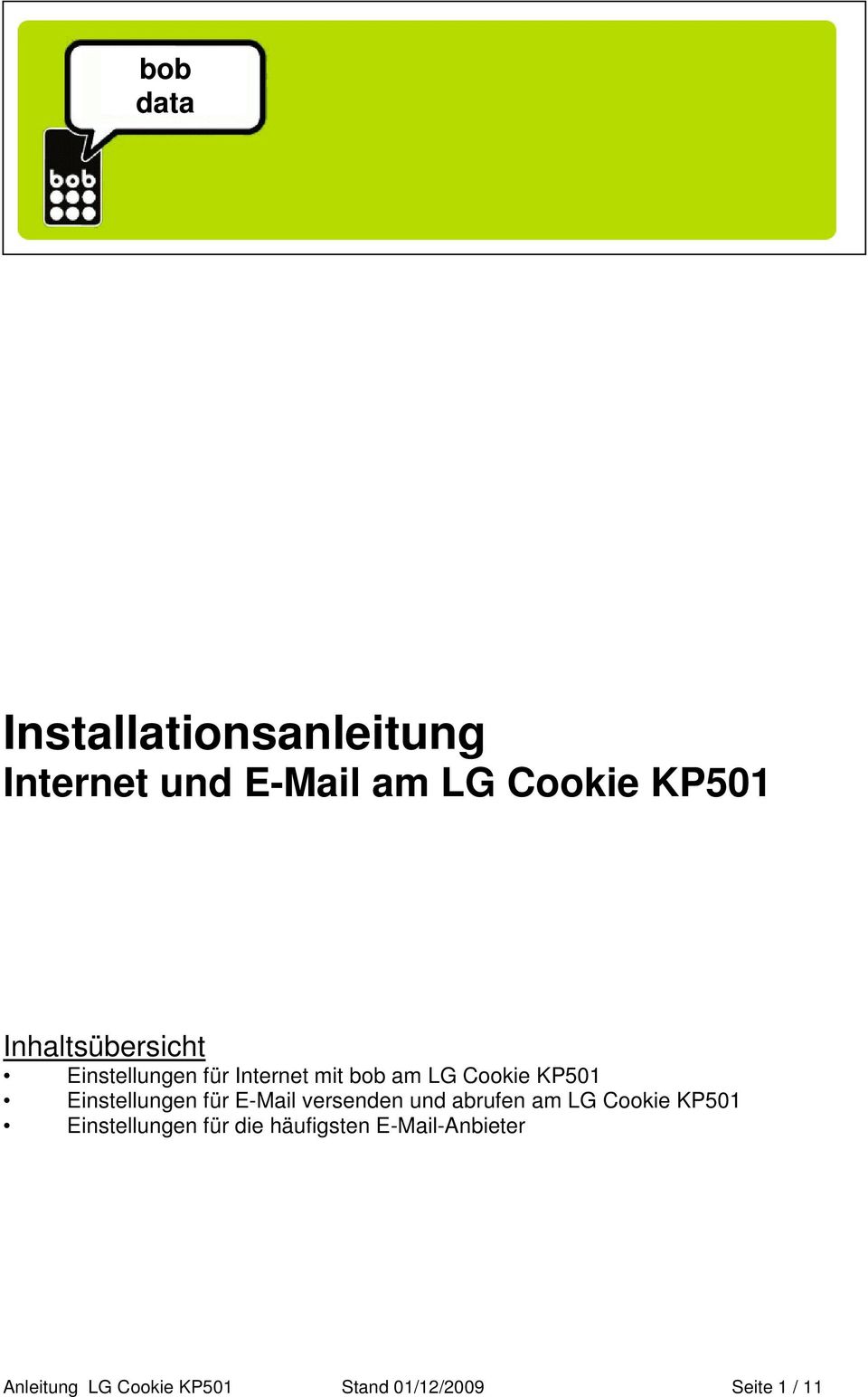 Einstellungen für E-Mail versenden und abrufen am LG Cookie KP501