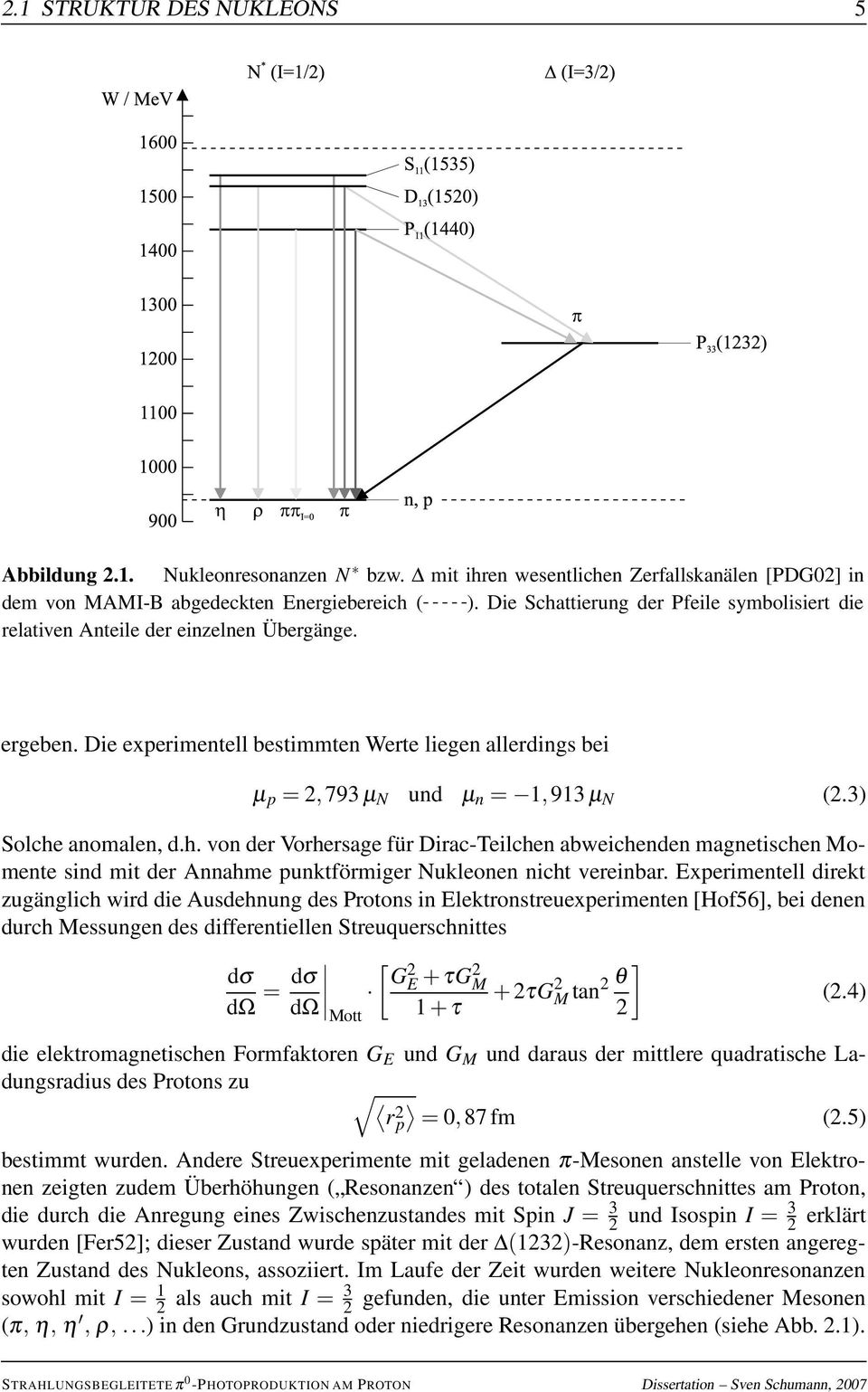 3) Solche anomalen, d.h. von der Vorhersage für Dirac-Teilchen abweichenden magnetischen Momente sind mit der Annahme punktförmiger Nukleonen nicht vereinbar.