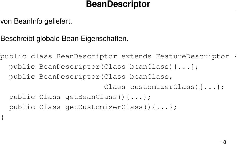 BeanDescriptor(Class beanclass){.