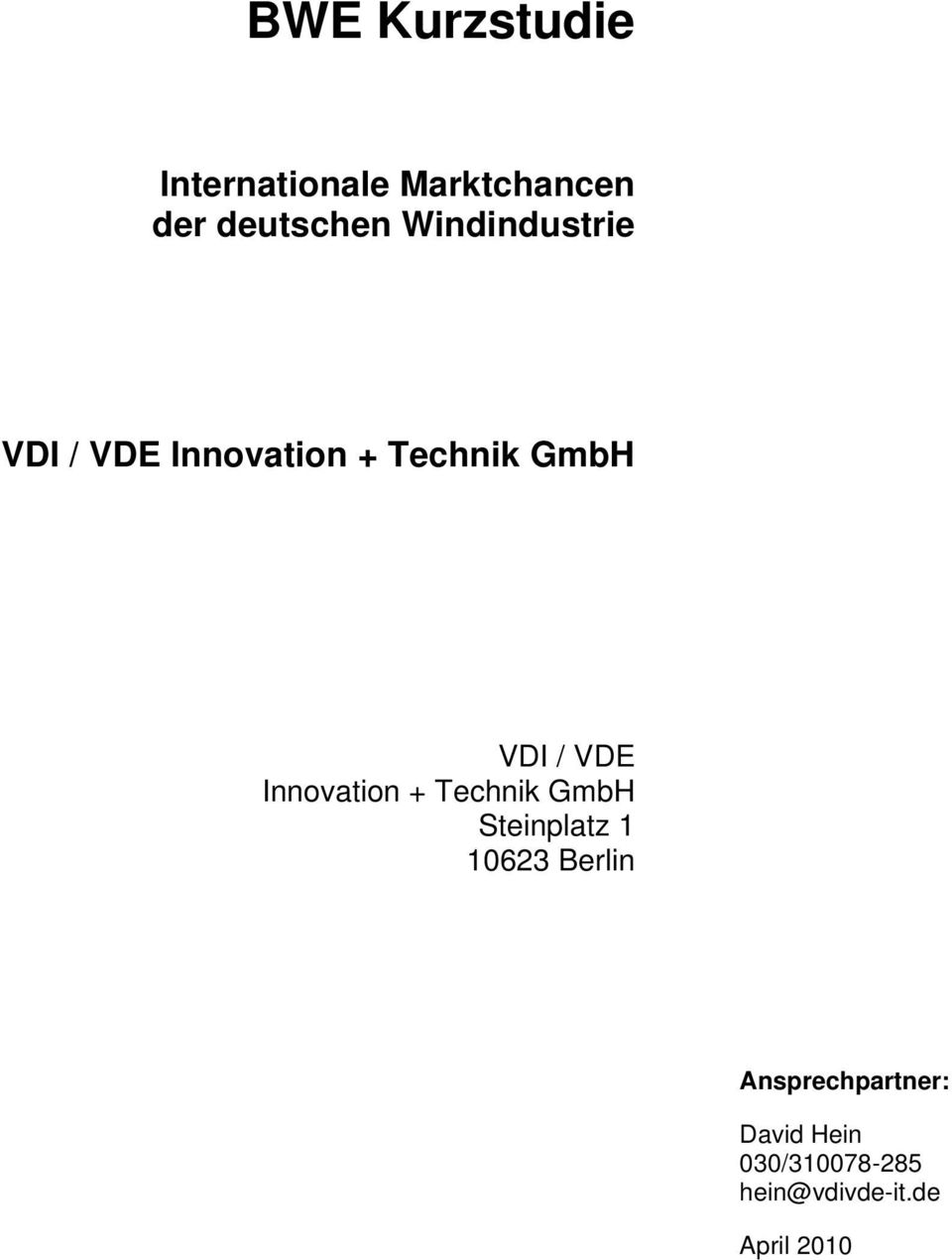 Innovation + Technik GmbH Steinplatz 1 10623 Berlin