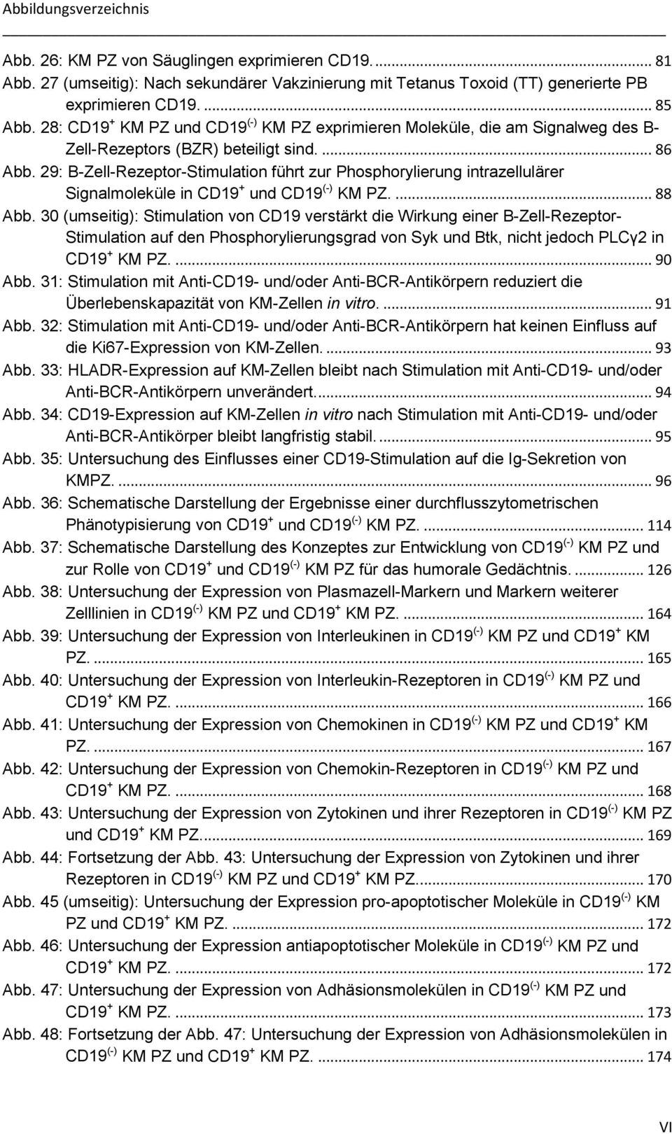 29: B-Zell-Rezeptor-Stimulation führt zur Phosphorylierung intrazellulärer Signalmoleküle in CD19 + und CD19 (-) KM PZ.... 88 Abb.