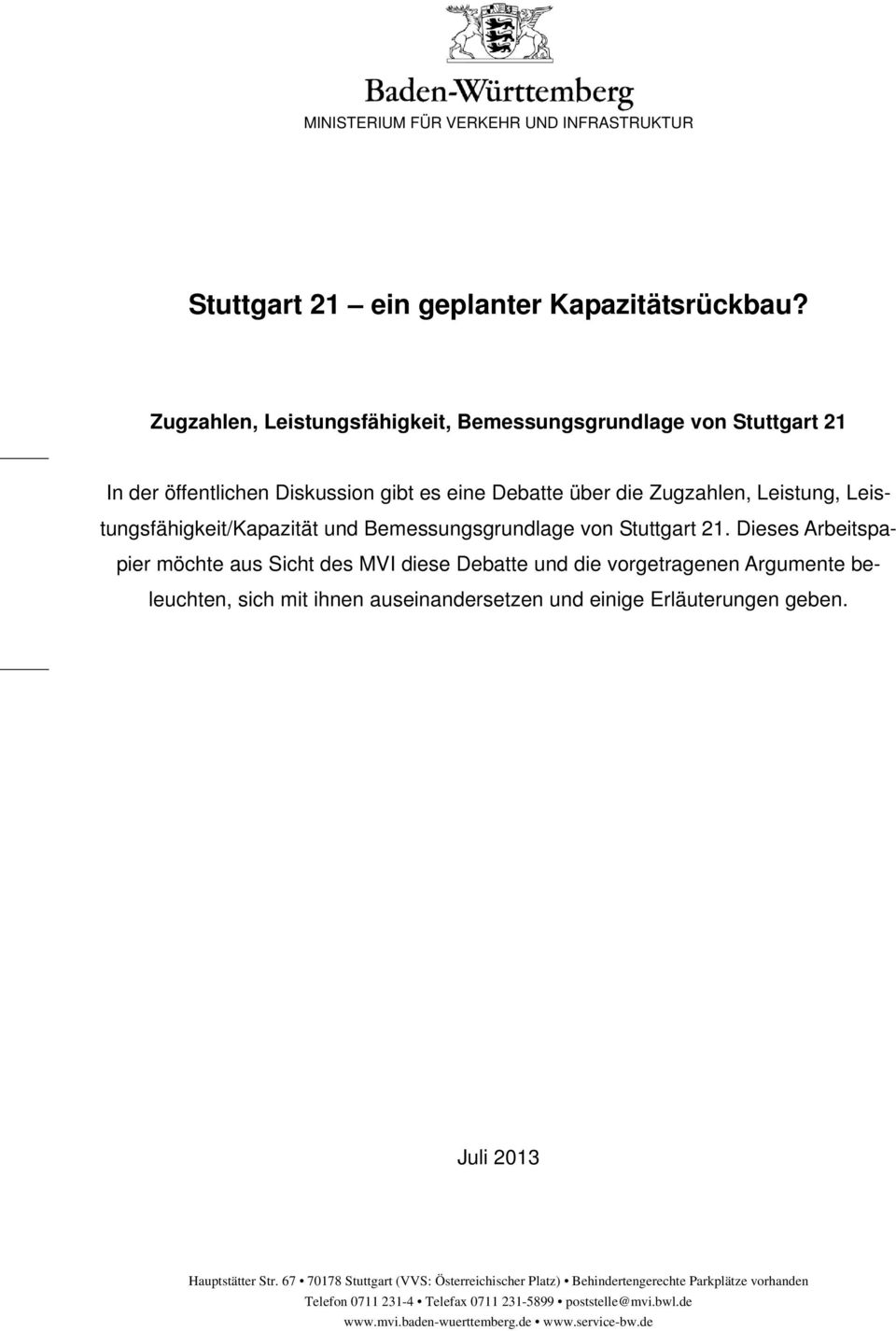 Leistungsfähigkeit/Kapazität und Bemessungsgrundlage von Stuttgart 21.