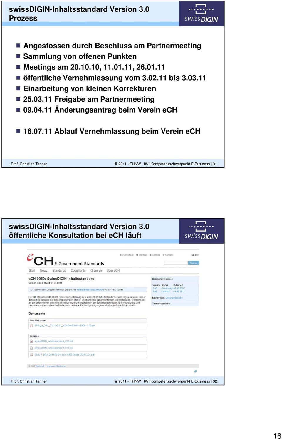 11 Änderungsantrag beim Verein ech 16.07.11 Ablauf Vernehmlassung beim Verein ech Prof.