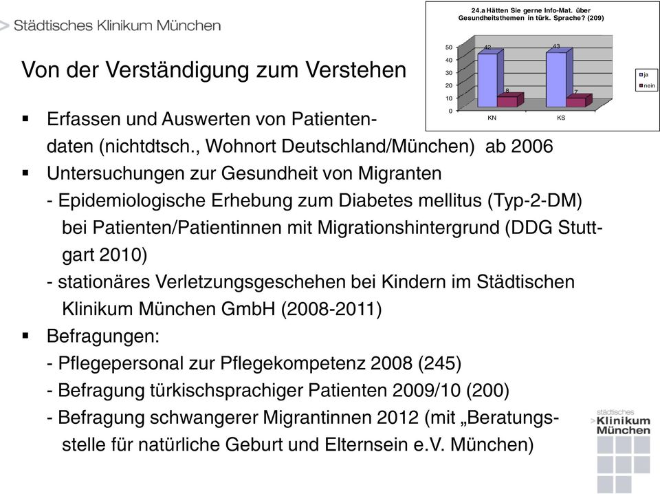 , Wohnort Deutschland/München) ab 2006 Untersuchungen zur Gesundheit von Migranten - Epidemiologische Erhebung zum Diabetes mellitus (Typ-2-DM) bei Patienten/Patientinnen mit