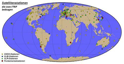 EUREF >> Realisierung von ETRS89 raumstabiles 3D-Bezugssystem / GRS80 Realisierung durch Primärstationen >> EPN / EUREF Permanent Network über 200 GNSS-Referenzstationen >> GDC / GNSS Data Center 100