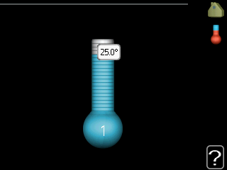 Menü 1.1 Temperatur Befinden sich im Haus mehrere Klimatisierungssysteme, wird dies mit jeweils einem Thermometer pro System auf dem Display angezeigt. Im Menü 1.