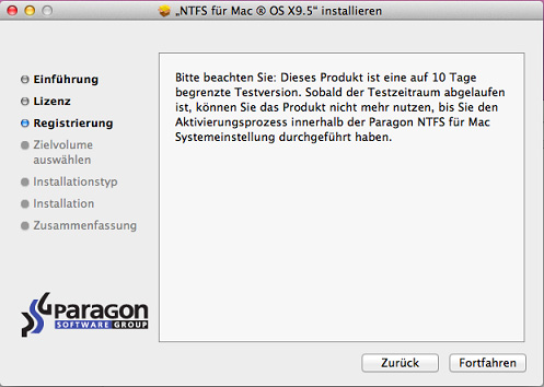 12 7. NTFS für Mac OS X ist ein kommerzielles Produkt, welches 10 Tage lang uneingeschränkt getestet werden kann.