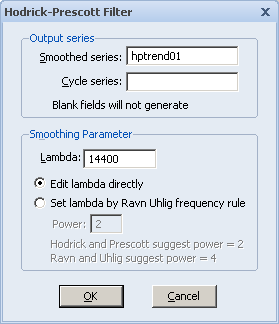 Beispiel: Rendie mi Hodrick-Presco Filer Folie 49.00.05.00.005.000 -.005 -.