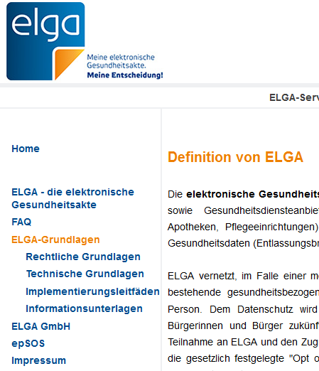 ELGA Links ELGA Homepage http://www.elga.gv.at Rechtliche Grundlagen ELGA Verordnung, Gesetze http://www.elga.gv.at/index.php?