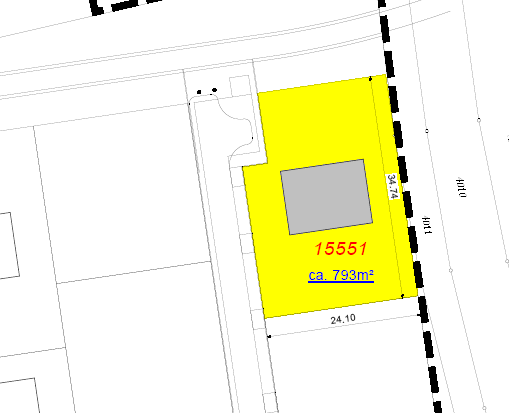 Einzelhausbauplatz Flst. 15551 Fläche: 793 m² Preis: 356.