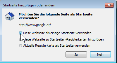 Ihr Browser stellt Ihnen auch die Möglichkeit zur Verfügung, auf weiteren Registerkarten Startseiten zu definieren. 1.