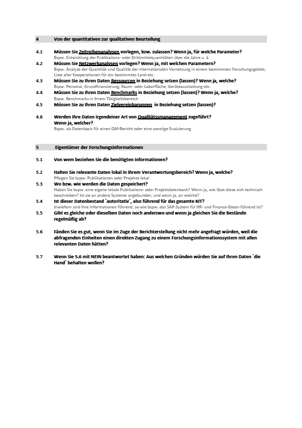 Bedarfsermittlung Berichtswesen Fragebogen Frageblock 4 - Wie kommt man von Quantität zu Qualität?