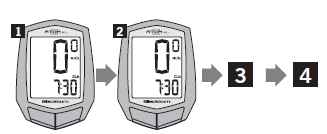 UHRZEIT EINSTELLEN Uhrzeit einstellen 1. Im Modus Uhrzeit halten Sie den Resetknopf (rechter Knopf) gedrückt. 2.