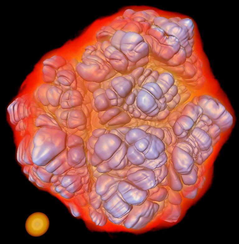 Simulationen SN Ia t = 0,6s t = 2s Bildung von Substrukturen; Oberflächenvergrößerung &