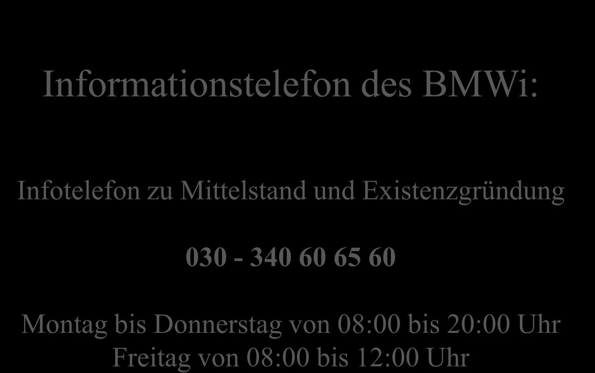 Informationsangebot Informationstelefon des BMWi: Infotelefon zu Mittelstand und