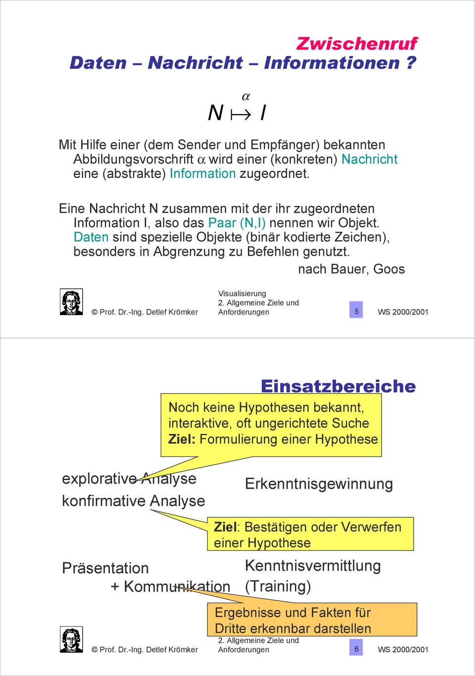 Eine Nachricht N zusammen mit der ihr zugeordneten Information I, also das Paar (N,I) nennen wir Objekt.