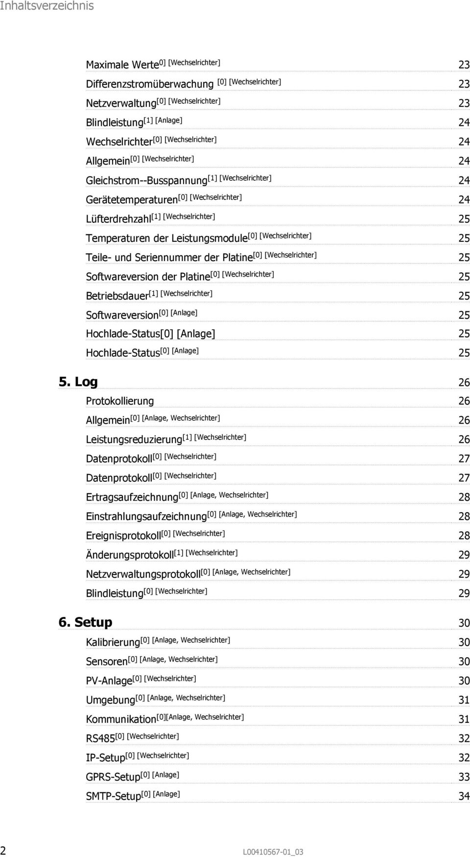 der Leistungsmodule [0] [Wechselrichter] 25 Teile- und Seriennummer der Platine [0] [Wechselrichter] 25 Softwareversion der Platine [0] [Wechselrichter] 25 Betriebsdauer [1] [Wechselrichter] 25