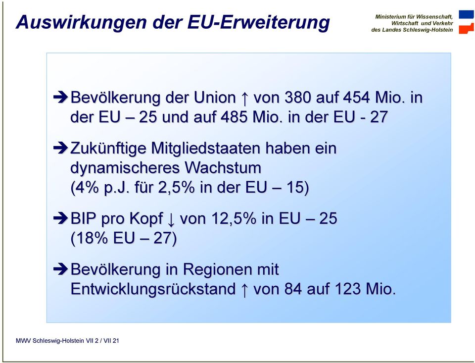 in der EU - 27 Zukünftige Mitgliedstaaten haben ein dynamischeres Wachstum (4% p.j.