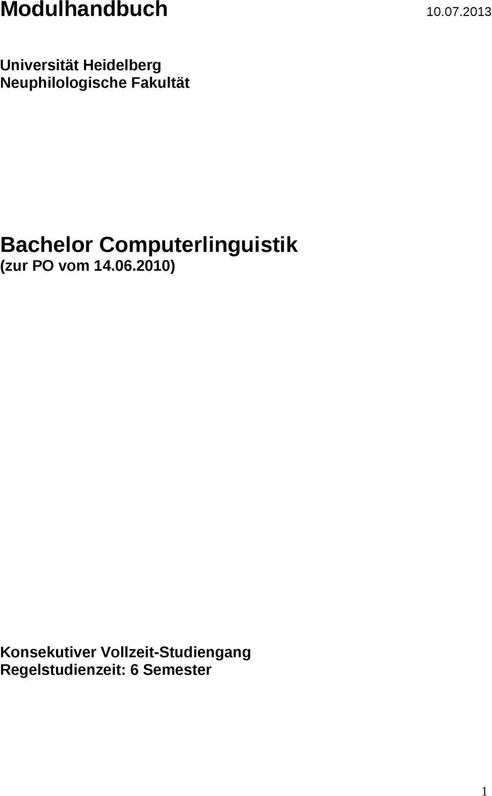 Fakultät Bachelor Computerlinguistik (zur PO