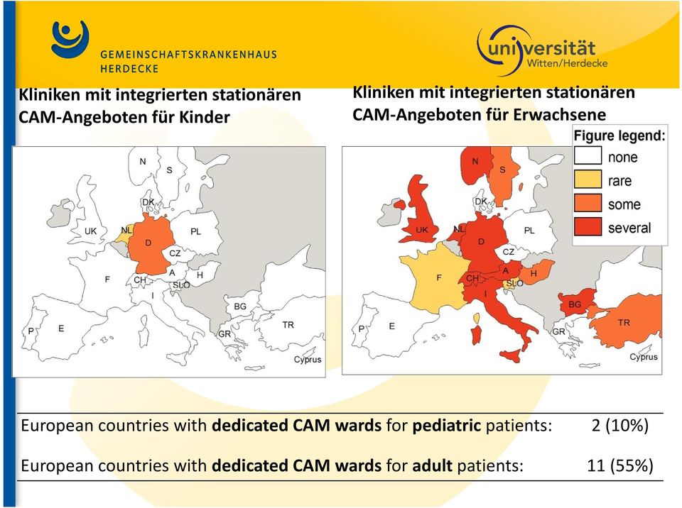 European countries with dedicated CAM wards for pediatric patients: 2