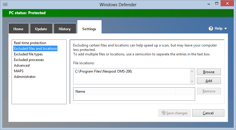 5 Fehlerbehebung 5.1 Leistungsoptimierung Wenn Sie Windows Defender (oder eine andere Virenschutzsoftware) verwenden, kann die Leistung deutlich herabgesetzt sein.