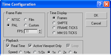 6 Vorschau-Texturierung Abbildung 8: In den Preference Settings unter Video Color Check die Einstellungen auf PAL setzen. Abbildung 9: In der Time Configuration für die Frame Rate PAL einstellen.