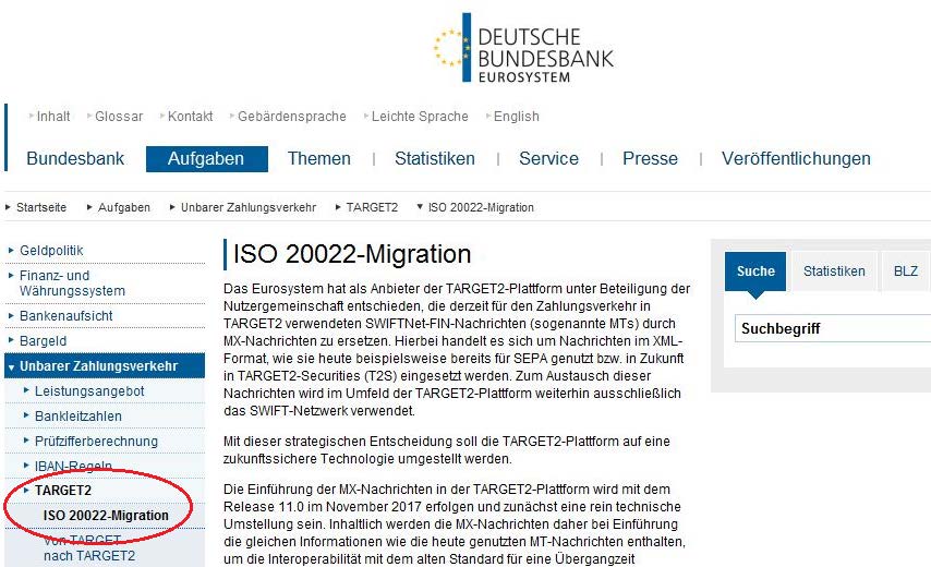 ISO 20022-Migration in TARGET2 Zweiter Schritt: Umstellung der Zahlungsverkehrsnachrichten (IV) Bereitstellung von Informationen über die