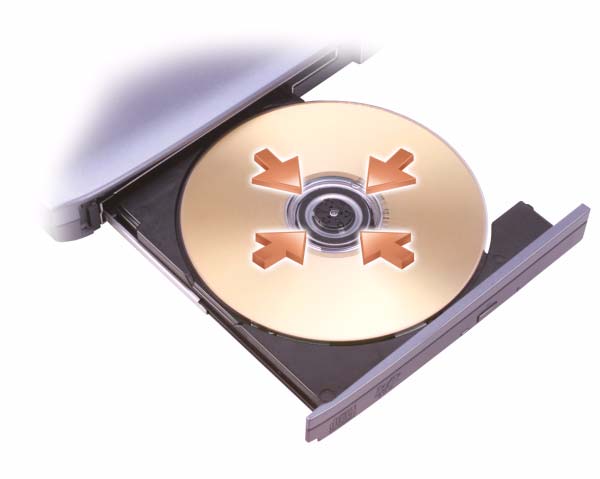 Verwenden von Multimedia Wiedergabe von CDs und DVDs HINWEIS: Drücken Sie das CD- bzw.- DVD-Fach nicht nach unten, wenn Sie es öffnen oder schließen.