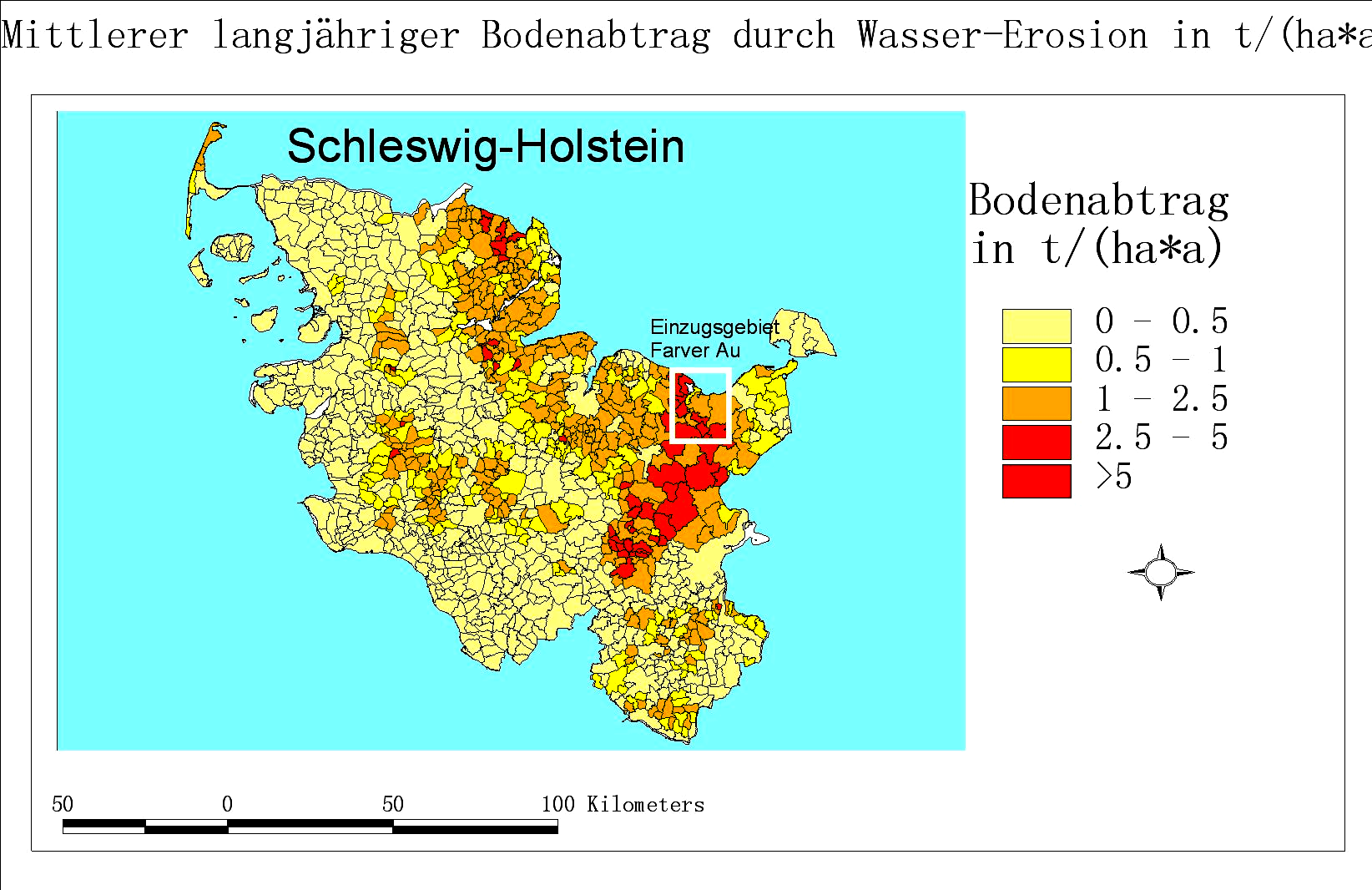 Beispiel 1: Erosionsrisiko Böden in SH Flächenbezug:
